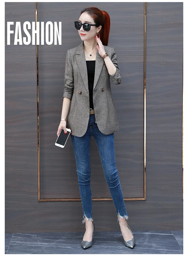 Spring New Style WOMEN'S Coat Women's Waist Hugging Slimming Small Suit Coat Women's Short Ol Career Casual Tops