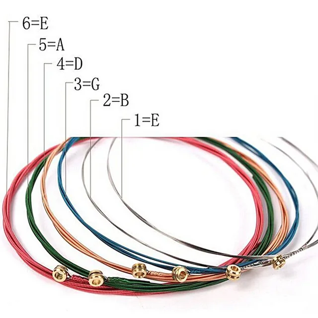 6 Cordes De Guitare Acoustique Folk Bronze Phosphore - 5 Couleurs Vibrantes Pour Un Son Chaud Et Équilibré