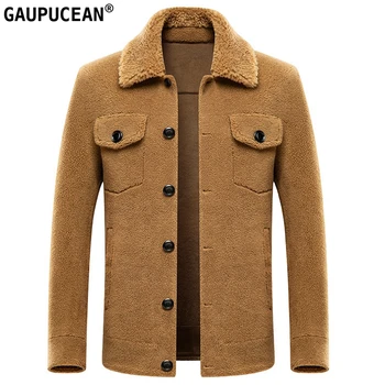 

High Quality Warm Winter Genuine Suede Lining Man Wool Jacket Singe Breasted Male Woollen Solid Men Double-faced Woolen Coat