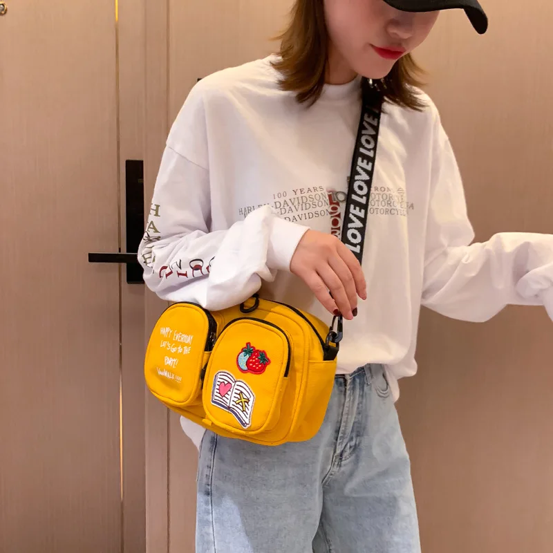 Холщовая Сумка женская стиль корейский стиль летние хипстерские онлайн знаменитостей сумка на плечо универсальная INS Студенческая сумка на плечо