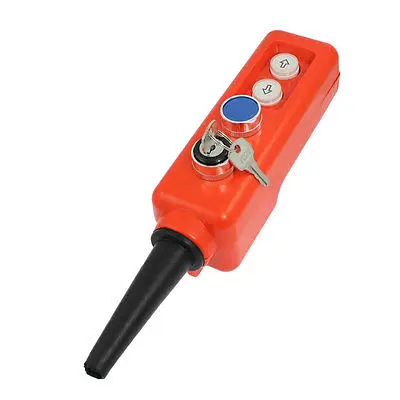 

3-Position Selector Momentary Up Down Bule Hoist Crane Push Button Switch w Key