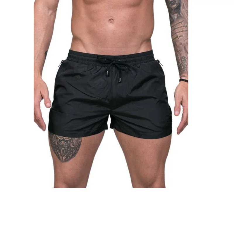 

New Style Spring And Summer Europe And America Muscle Men's Casual Shorts Fitness Solid Color Light Board Shorts