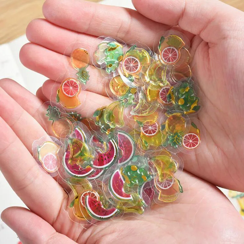 Pvc Stickers 1 Pack Crystal Sticker Transparent 3D Decorative Stickers Package Diy Color Fruit Stickers Self Adhesive Stick For Journal Notebook Scrapbooking Album Decoration Kamggest
