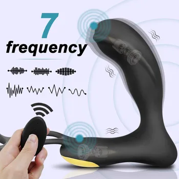 Rechargeable Male Prostate Massage With Delay Ejaculation Ring Remote Control Anal Vibrator Sex Toy For Men Gay Butt Plug Penis 2