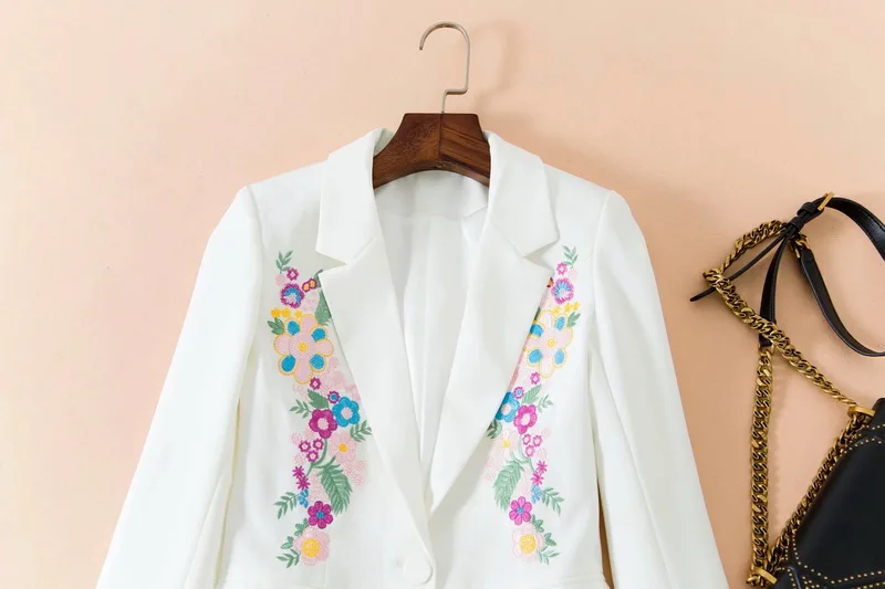 High Quality Blazer Jacket Spring Autumn Black White Blazers Women Notched Collar Single Button Casual Work Coats Blazers