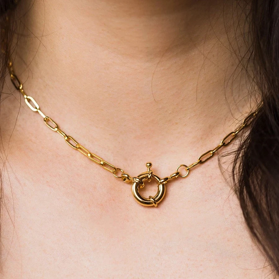 Pulsera mujer moda, массивная цепочка, милый браслет, Пресноводный Жемчуг, браслеты для женщин, ручная цепочка, латунный браслет для женщин - Окраска металла: necklace