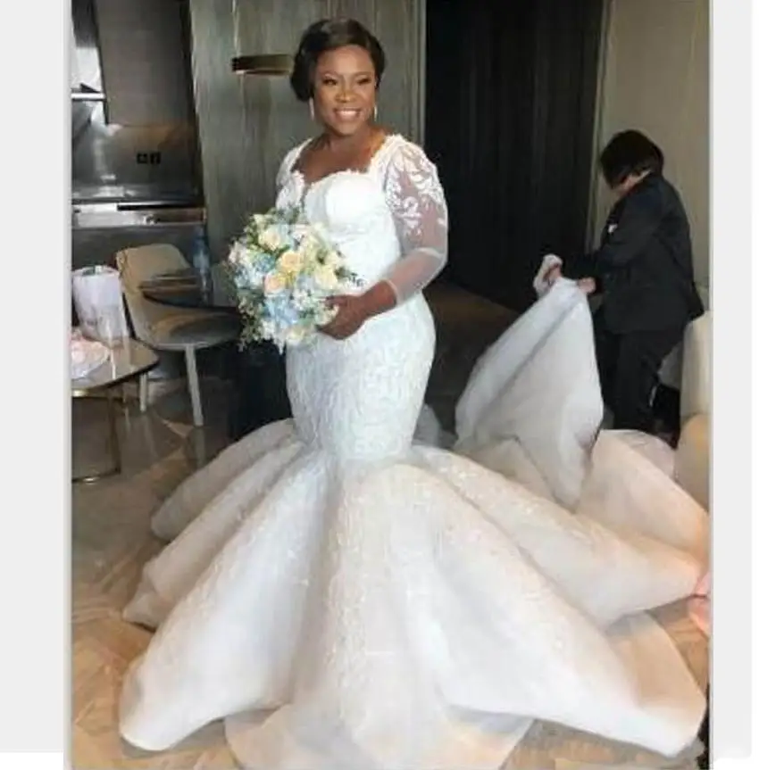 Блестящие Свадебные платья-русалки, женское прозрачное свадебное платье с длинным рукавом и бусинами в южноафриканском стиле, индивидуальный пошив