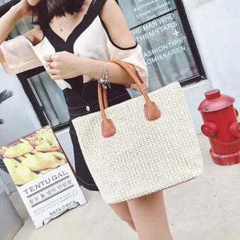

Women Boho Straw Woven Handbag Tote Shoulder Bags Summer Beach Casual Straw Wicker Bag /BY