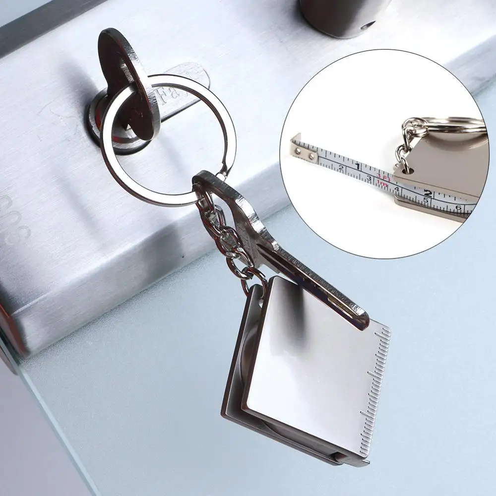 

Retractable Ruler Tape Measure Keychain Key Ring Stainless Steel Gauging Tools Keyring Pull Ruler Badge Holder Measuring Tools