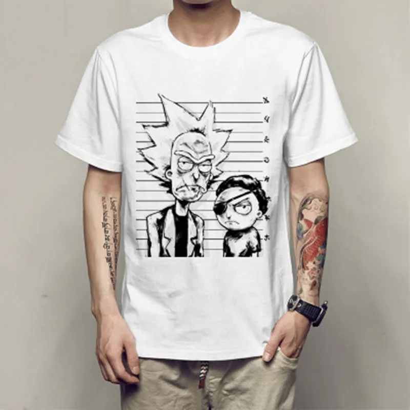 2 Мужская футболка с круглым вырезом, свободная футболка с принтом rick and morty, Новые повседневные футболки топы - Цвет: 2