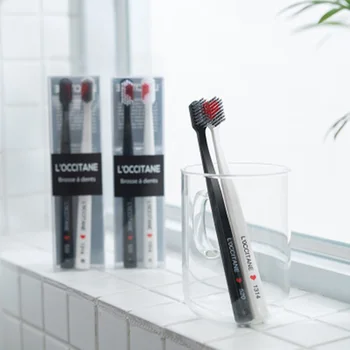 

2 Pcs/pack Soft-bristle Toothbrush Black White Heart Couple Brush Teeth Eco Friendly Nano Adults Toothbrush Dental Care