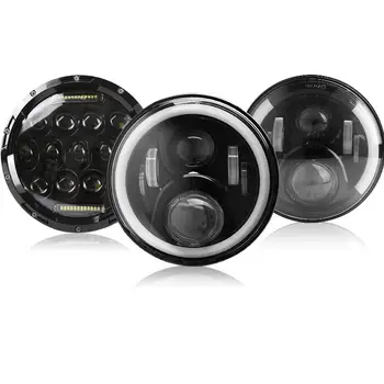 

7" Round LED Headlights White DRL / Amber Turn signal For Hummer H1 H2 H3 LED Projector DRL 7 inch Headlamp Lada niva 4x4