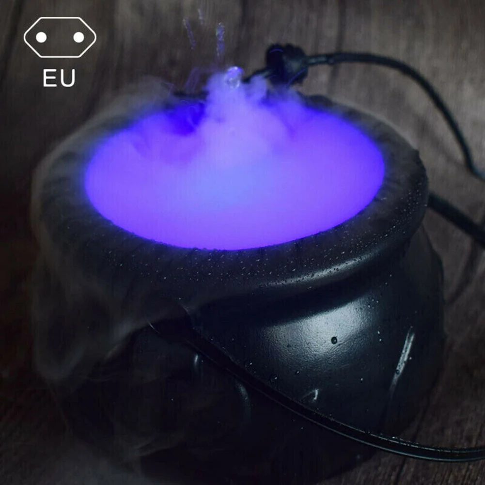 

Halloween Witch Pot Smoke Machine LED Humidifier Color Changing Creepy Decor Halloween Party DIY Scene Layout Prank Toy