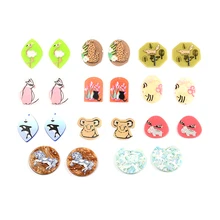 

6Pcs Animal Koala Leopard Dolphin Rhinoceros Hand Made Earrings Making Connectors DIY Pendant Jewelry Findings Components Charms