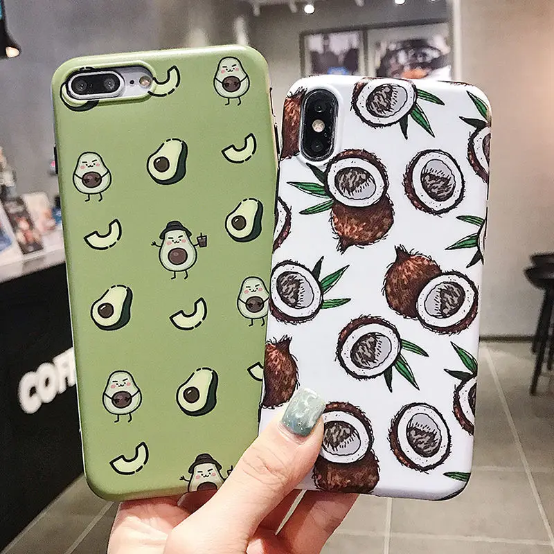 

Cute Yummy Fruit Fig Avocado Phone Case For iPhone X XS Max XR 6 6S Plus Soft IMD Full Body Protector Shell For iPhone 7 8 Plus