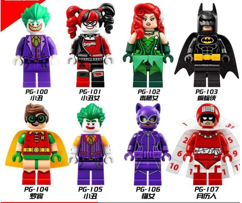 

Legoed Cartoon clown Harley Quinn Poison ivy batman robin catwoman calendar people Building Blocks Figures Children Gift Toys