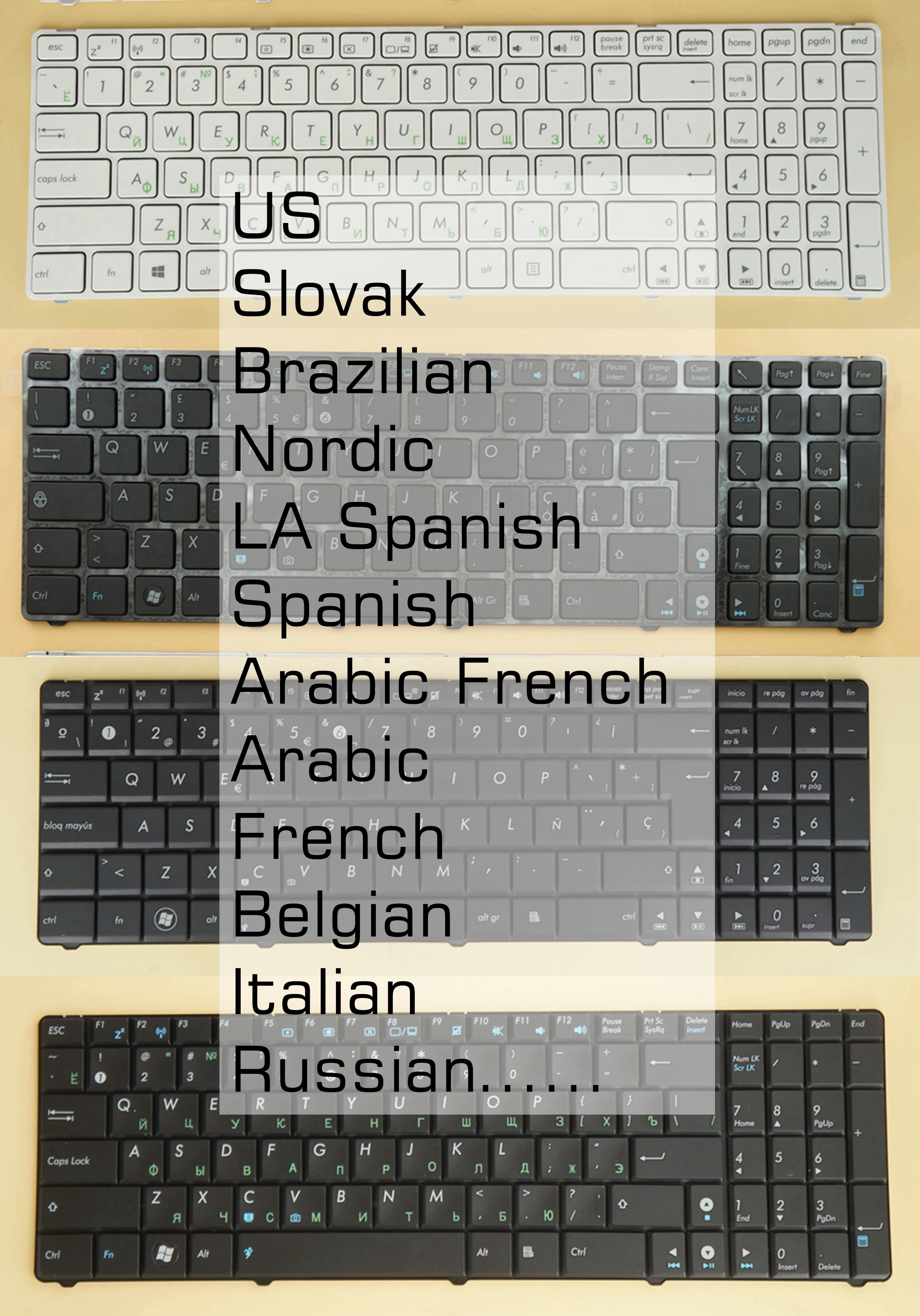Arabic French Belgian Italian Russian Keyboard For Asus A72DY A72F A72J A72JR A72JT A72JU A73B A73E A73S A73T B53 B53E B53F | Компьютеры и