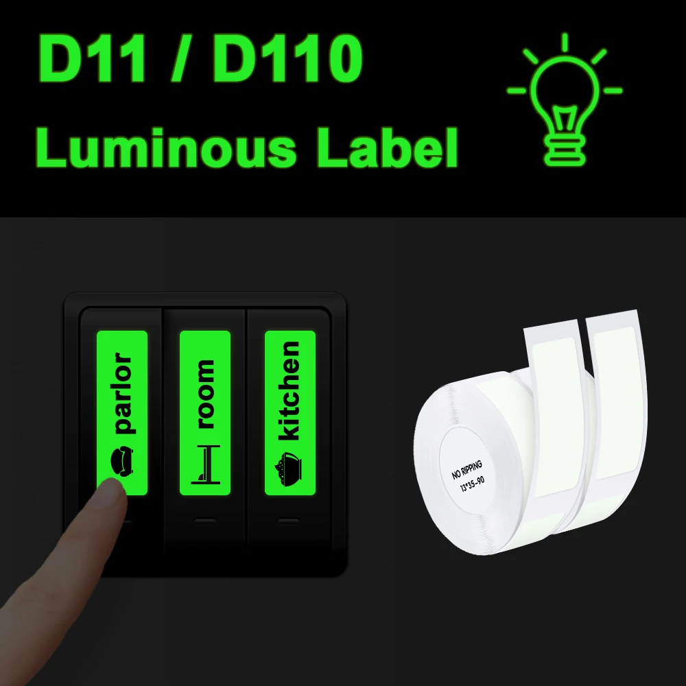 Etiqueta Transparente Branca Adesiva da Etiqueta dos Peças D11 para o Fabricante da Etiqueta de Niimbot D11 D11 Etiqueta Luminosa da Impressão 13*35 mm 90 para Niimbot D11 - Imagem 2