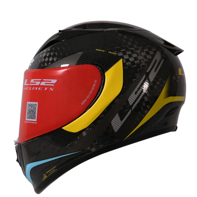 LS2 FF323 мото rcycle шлем профессиональный Полный лица гоночный Мото шлем LS2 стрела углеродного волокна мото rbike шлемы - Цвет: Черный