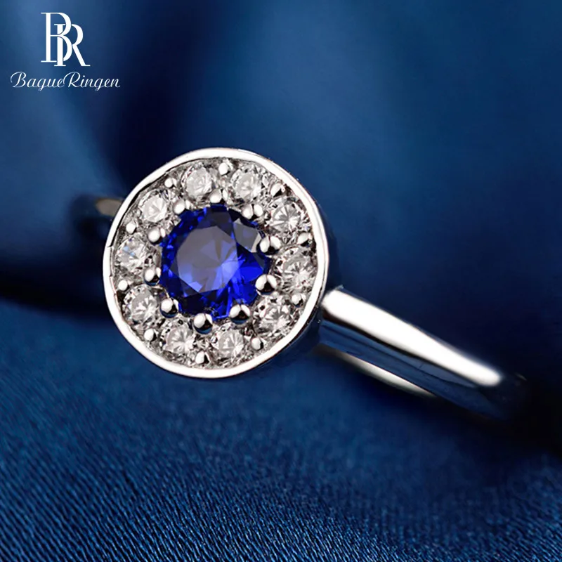 Bague Ringen 925 пробы Серебряное кольцо для женщин с созданным аквамариновым регулируемый размер кольцо с камнем для женщин подарок на день Святого Валентина