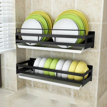 

Free Of Punch Kitchen Shelving Wall Hanging Dish Rack Knife Rack Cutting Board Dishes Seasoning Storage Rack