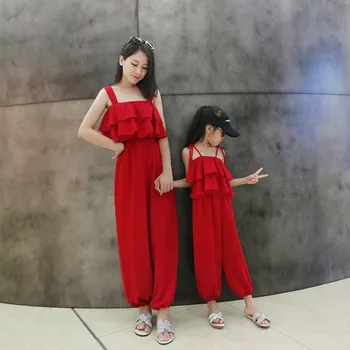 

Mommy And Me Clothes Bohemian Lace Up Jumpsuits&Rompers Off Shoulder Plus Size Women Jumpsuit Summer Beach Sexy Jumpsuit Overall