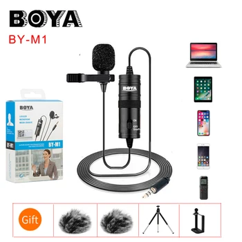 

BOYA BY-M1 3.5mm Lavalier Lapel Microphone for Canon Nikon DSLR Camcorders, Studio microphone for iPhone Andriod Phone Zoom H1N
