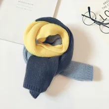 Комбинированный многоцветный мягкий плотный вязаный шерстяной шарф для девочек от 1 до 8 лет, сохраняющий тепло, на осень и зиму