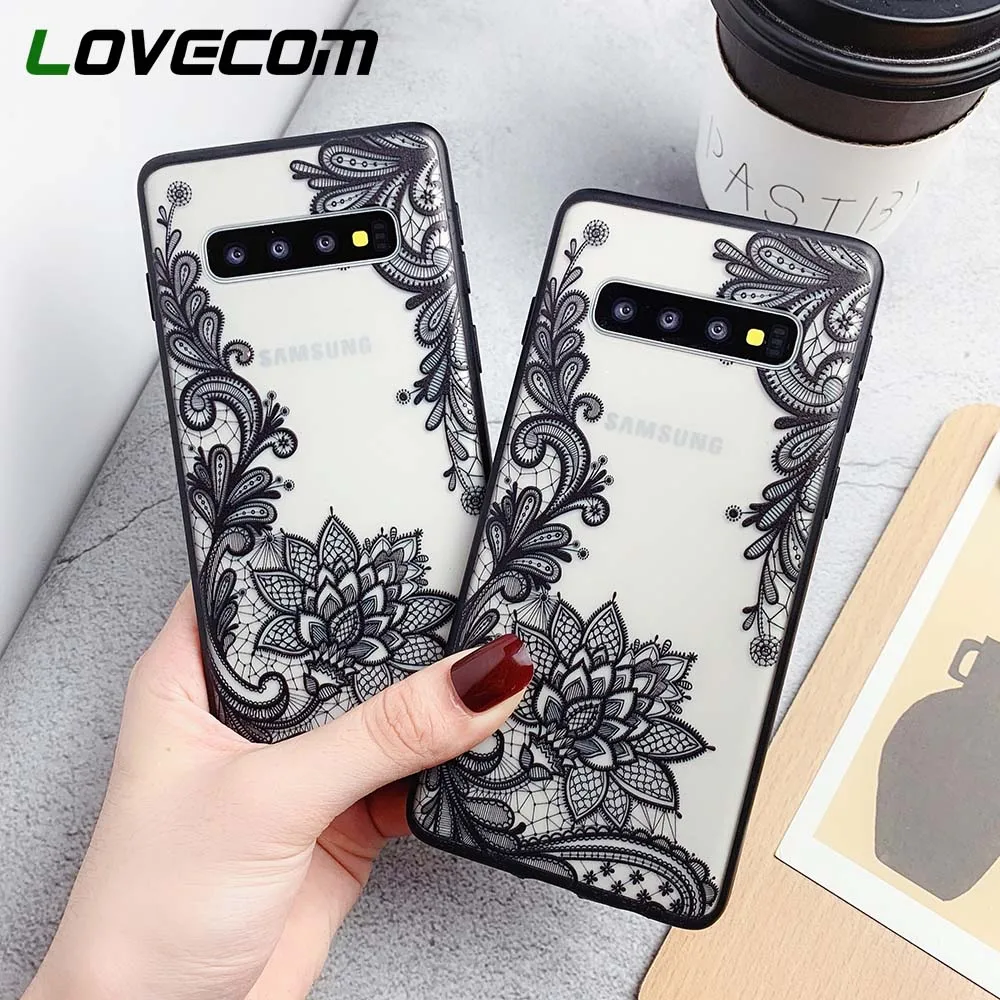 

LOVECOM Luxury Lace Mandala Flower Case For Samsung Galaxy A50 A70 S10e S8 S9 S10 Plus Shockproof Soft TPU Phone Back Cover Gift