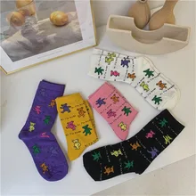 Носки; Детские ворсовые носки; сезон осень-зима; модные носки средней длины без пятки; женские хлопковые носки с изображением животных; теплые забавные носки