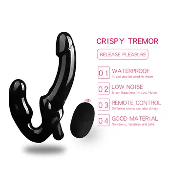 High Quality Strapless Vibrator Waterproof Lesbian Strap on Dildo Vibrating Double Dildos 4