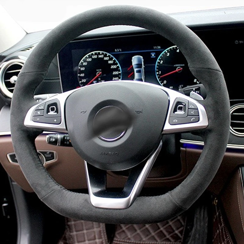 style 2 Черная Алькантара крышка рулевого колеса для Mercedes-Benz C200 C250 C300 Sport CLA220 B250 B260 A200 A250 - Название цвета: style 2
