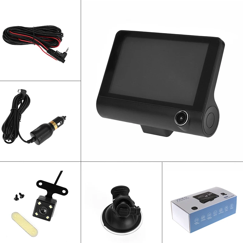 Автомобильный видеорегистратор Dash Cam 3 камеры s объектив ночного видения 4,0 дюймов Автомобильный видеорегистратор камера 1080P HD ночное видение g-сенсор видеорегистратор