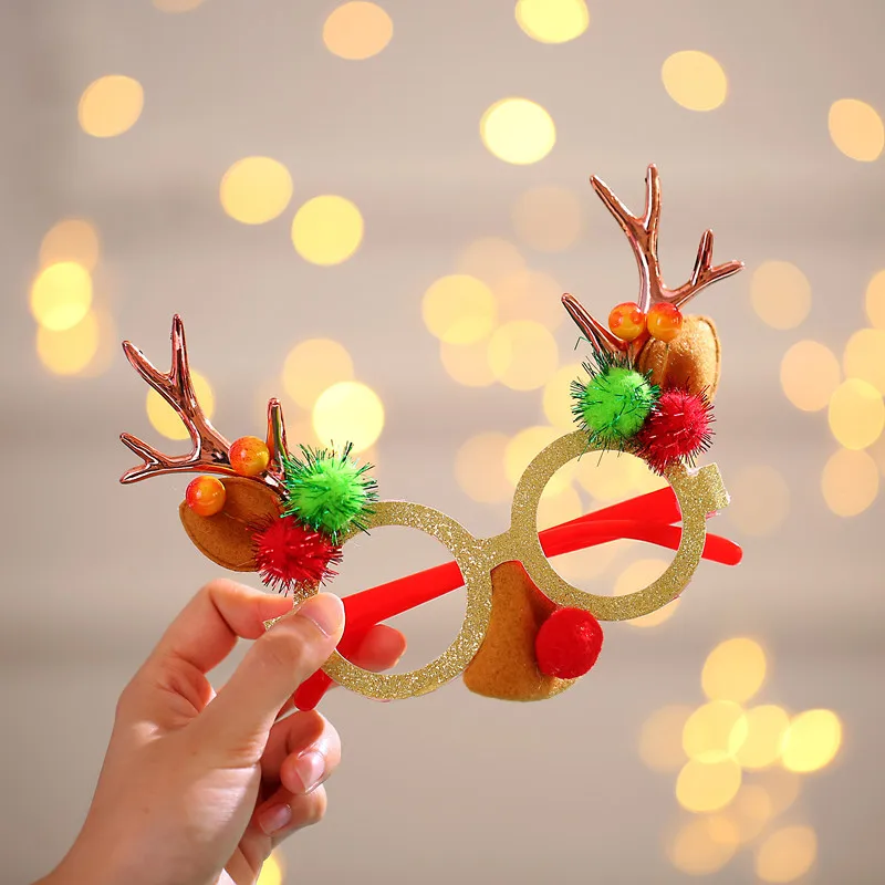 

Christmas Cute Cartoon Glasses Frame Glittered Eyeglasses No Lens For Kids Adults Xmas Party Decoration Juguetes Brinquedos