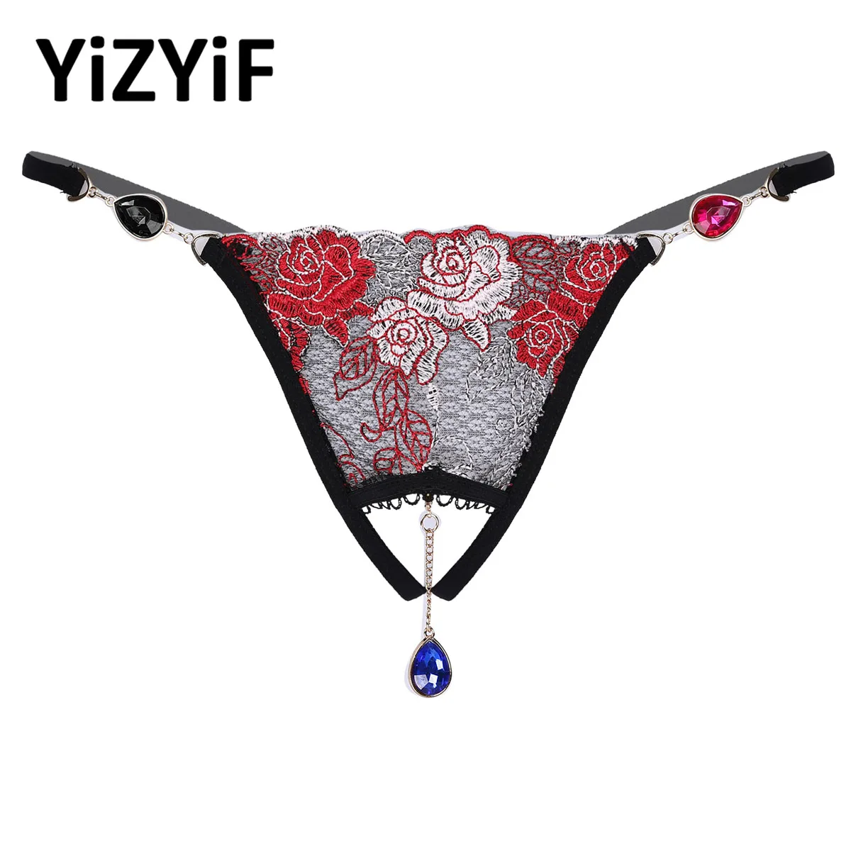 

Open Crotch Sissy G string Panties Gay Men Sexy Embroidery Lingrie Erotic Body Jewelry Thong Underwear