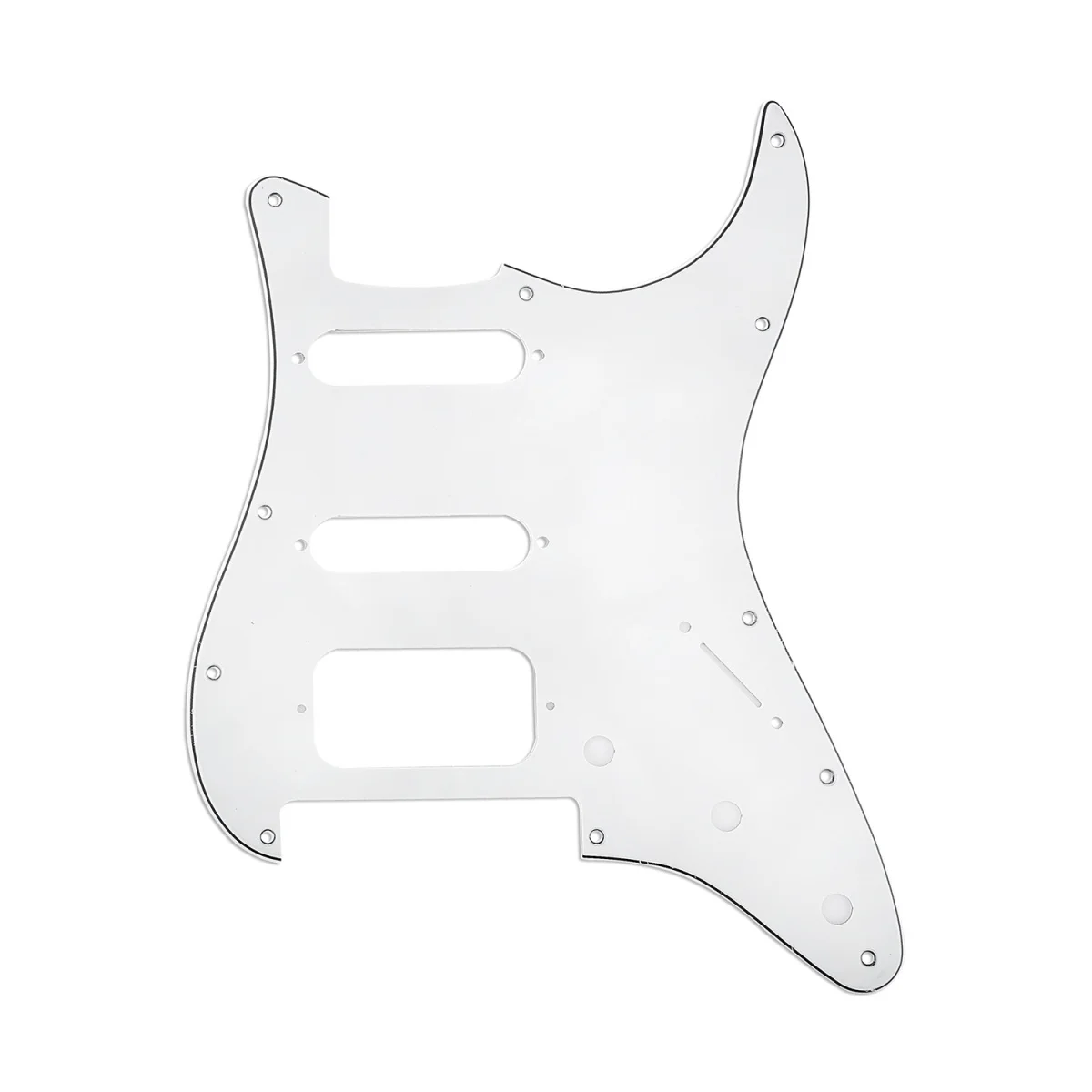Musiclily Pro 11-Hole Round Corner HSS Guitar Strat Pickguard for USA/Mexican Stratocaster 3-screw Humbucking Mounting Open Pickup 3Ply Cream 