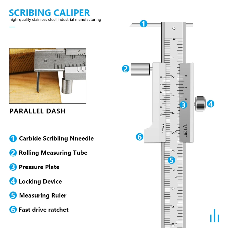XCAN Caliper Marking Vernier Caliper 0-200mm/250mm Stainless Steel Parallel Marking Vernier Caliper Marking Gauge Measuring Tool