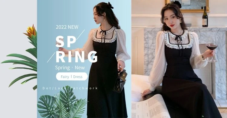 2021 Autumn Elegant Princess Dress Women Sweet Dot Party Long Sleeve Fairy Dress Female Casual Vintage Korean Kawaii Mini Dress wedding dresses