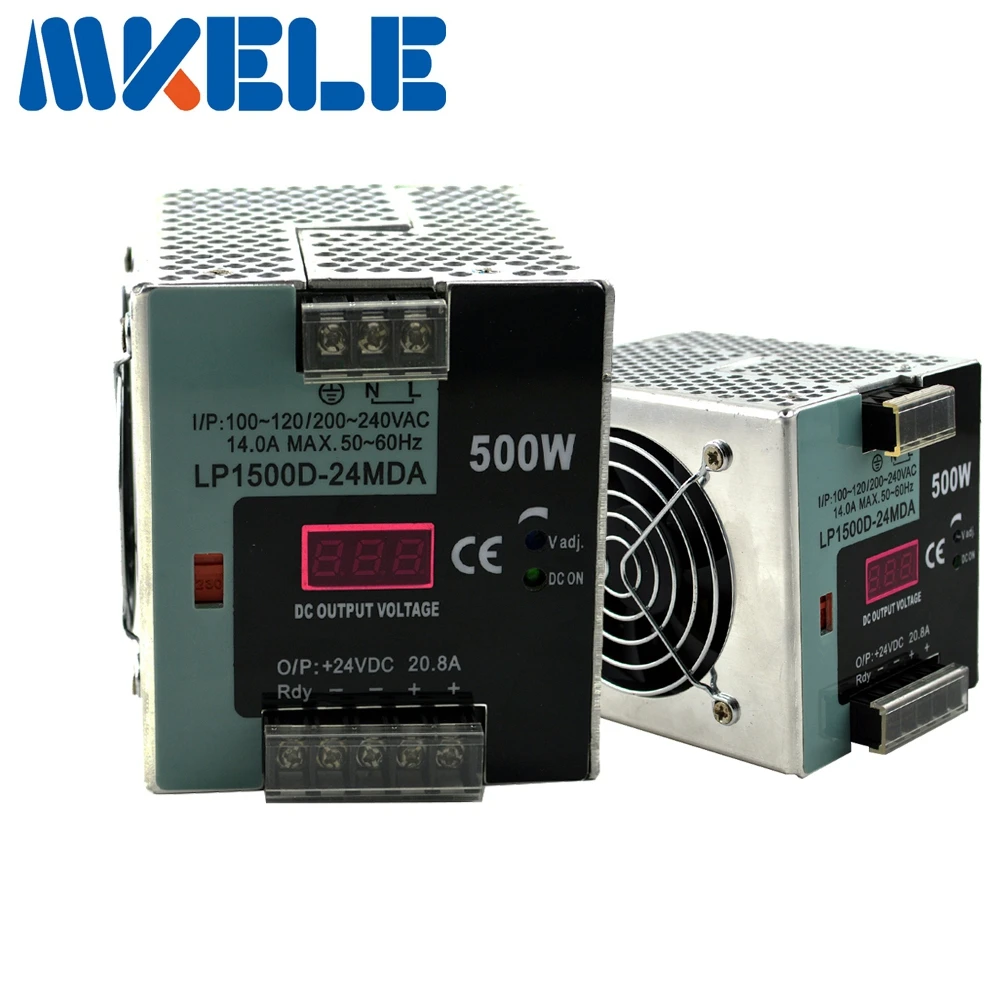

slide way power switch din LP-500-24 500W 24V 20.8A Mini size Din rail smps with digital monitor