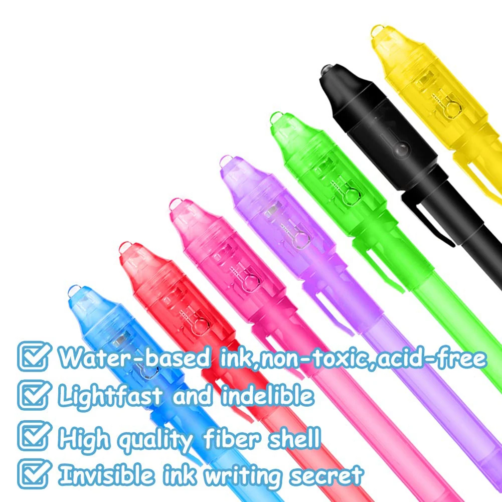 CREVENT Bolígrafo de tinta invisible de 24 unidades con luz UV  y azul, bolígrafo espía secreto para niños y niñas, recuerdo de fiesta de  cumpleaños, Halloween, bonitos regalos mágicos a granel 