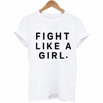 

FIGHT LIKE A GIRL Letter Print T Shirt Women Short Sleeve O Neck Loose Tshirt 2020 Summer Fashion Women Tee Shirt Tops