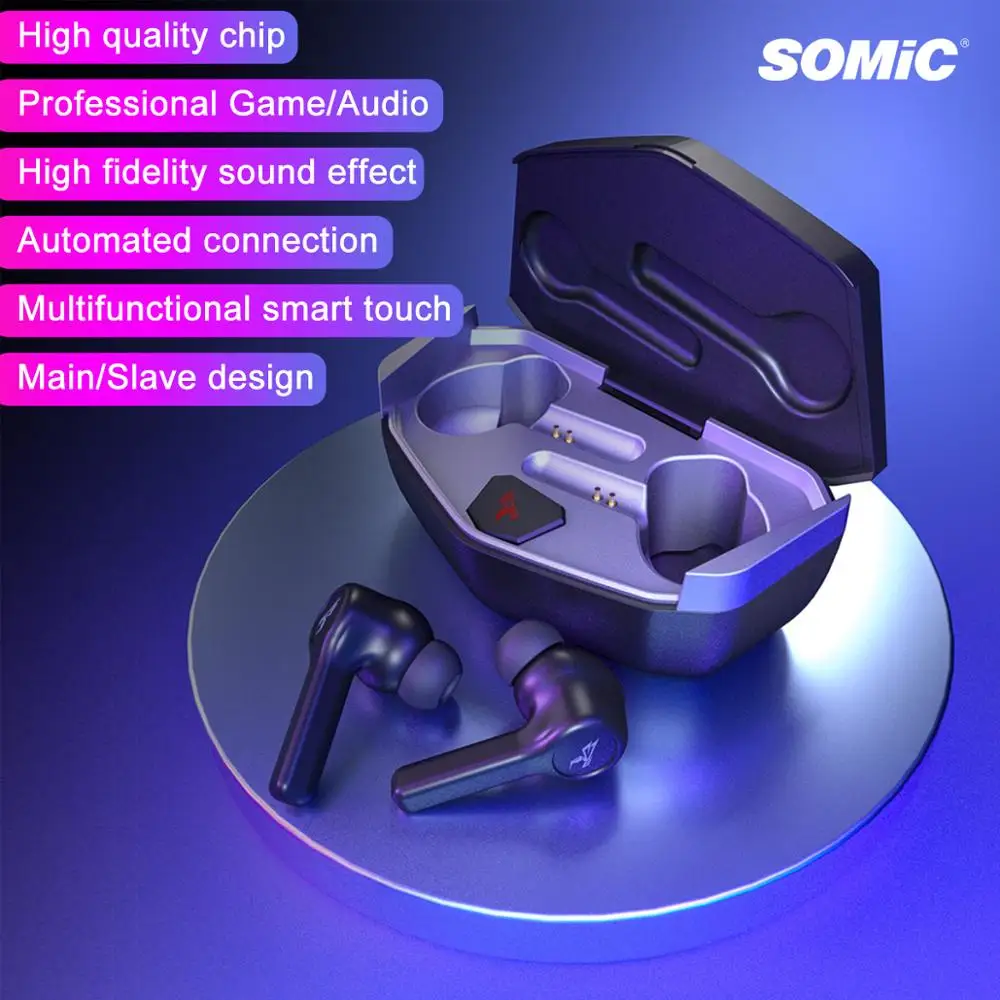 SOMIC наушники вкладыши TWS True Беспроводной Bluetooth 5 0 спортивные Stereophon громкой связи