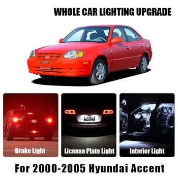 

White Red Car Interior LED Light License Plate Reverse Lamp For 2000-2005 Hyundai Accent Brake Bulbs Turn Signal Parking Light