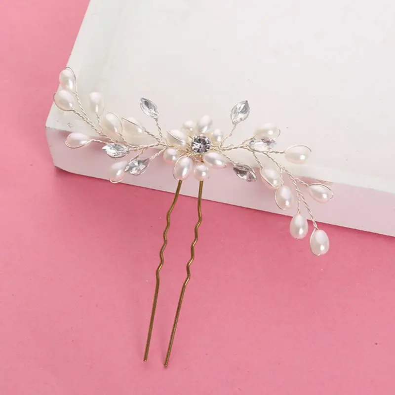 Винтажный Свадебный ободок с жемчужинами цветок кристалл шпильки для прически невесты заколки для волос Мода Жемчуг Шпилька для невесты Свадебный ободок Декор