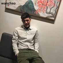 WANCHAO 2020 New urban Yapi men's quality Vertical Stripe Shirt American leisure fit fashion brand fashionable shirt WANCHAO 2020 New urban Yapi men's quality Vertical Stripe Shirt American leisure fit fashion brand fashionable shirt