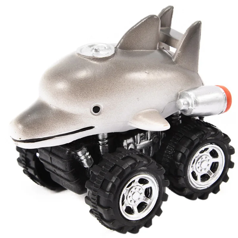 Mini véhicule Animal tirer des voitures avec grande roue de pneu cadeaux créatifs pour enfants modèle de voiture de Style Animal Mini jouet voiture dauphin