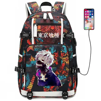 

Anime Tokyo Ghoul Backpack USB Port Rucksack Bag Snake Pattern Student Teenagers School Bag travel Laptop Bag