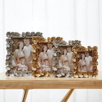 

Ginkgo Biloba Wedding Photo Photo Frame Golden Silver Resin Living Room Desktop Decoration Modern Simplicity Picture Frame