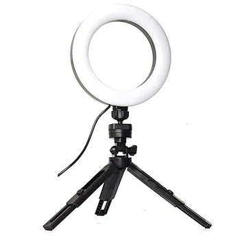 

6" LED Ring Light With Tripod Stand Fill Lamp Dimmable Photographic Lighting For Selfie Camera Makeup Live Video Studio