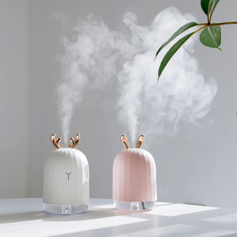 

220ml White Deer USB Air Humidifier LED Light Ultrasonic Mist Maker Car Aroma Diffuser Air Purifier Festival Gift